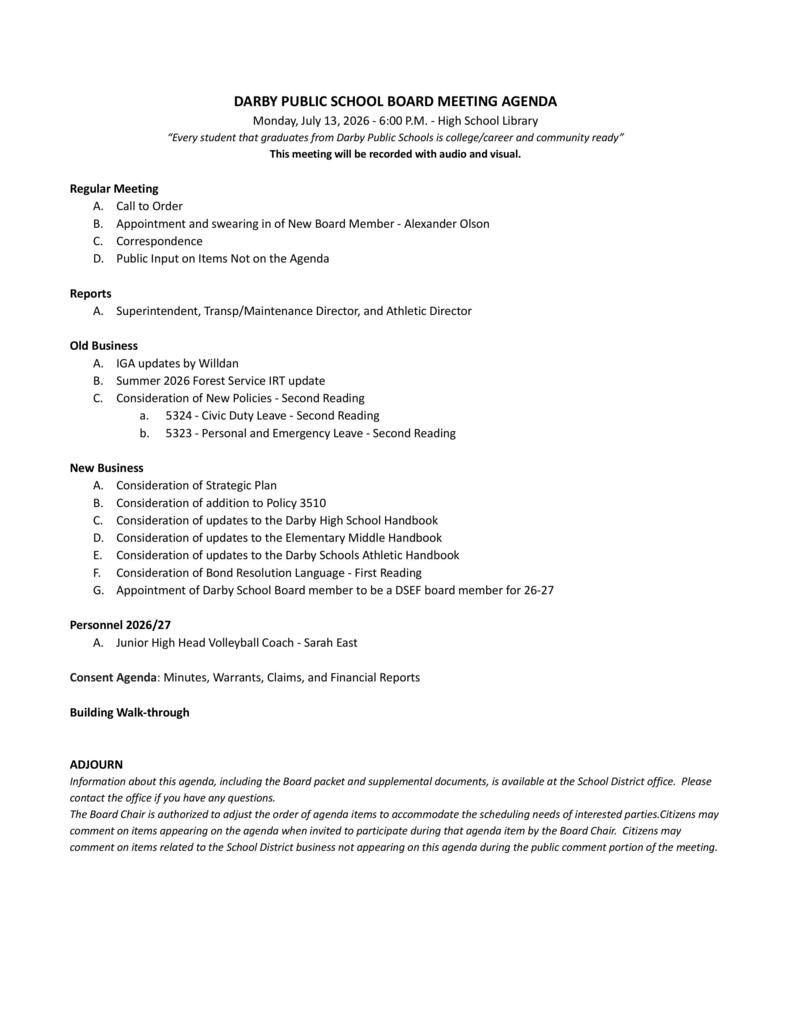 Board Agenda