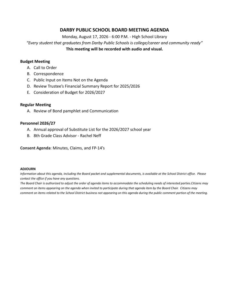 Board Agenda