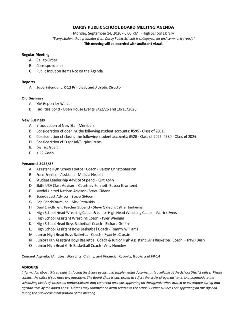 Board Agenda