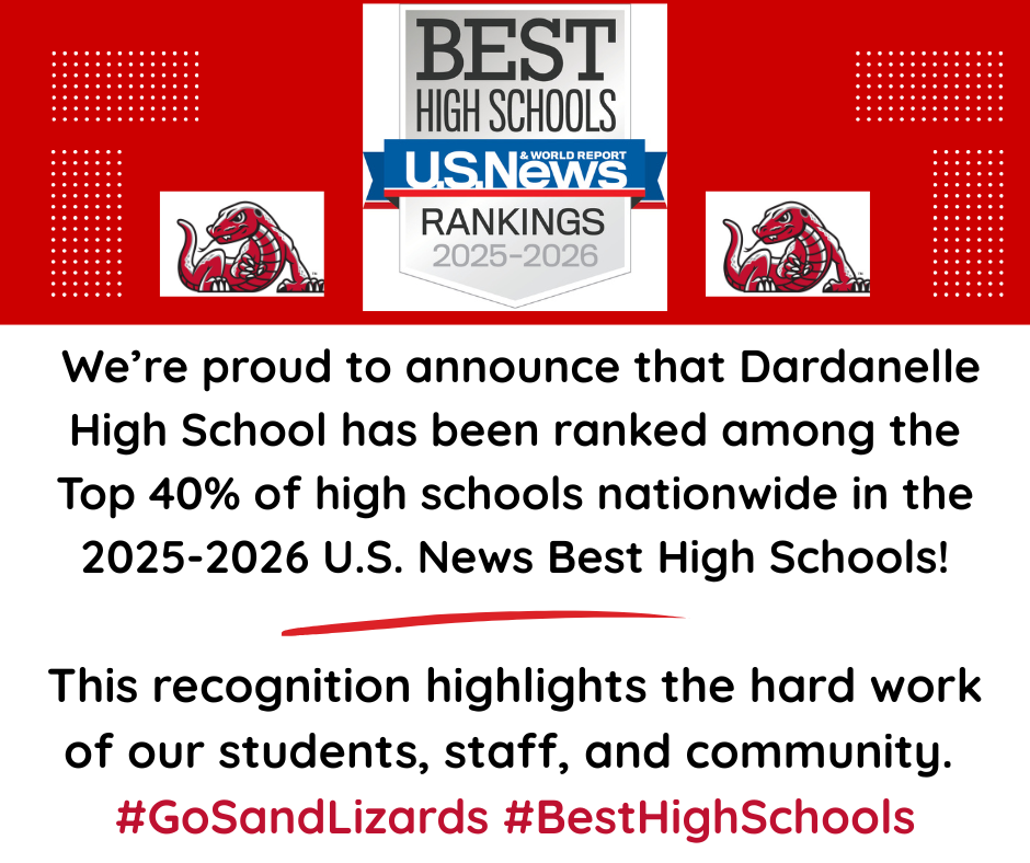 Dardanelle High School has been ranked among the Top 40% of high schools nationwide!!
