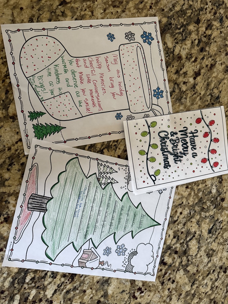 Holiday cards created for nursing home residents and those receiving Meals on Wheels.