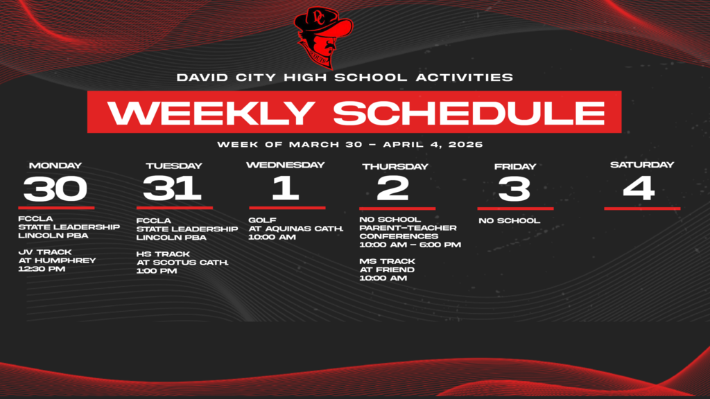 Activities for the Week of March 30th.