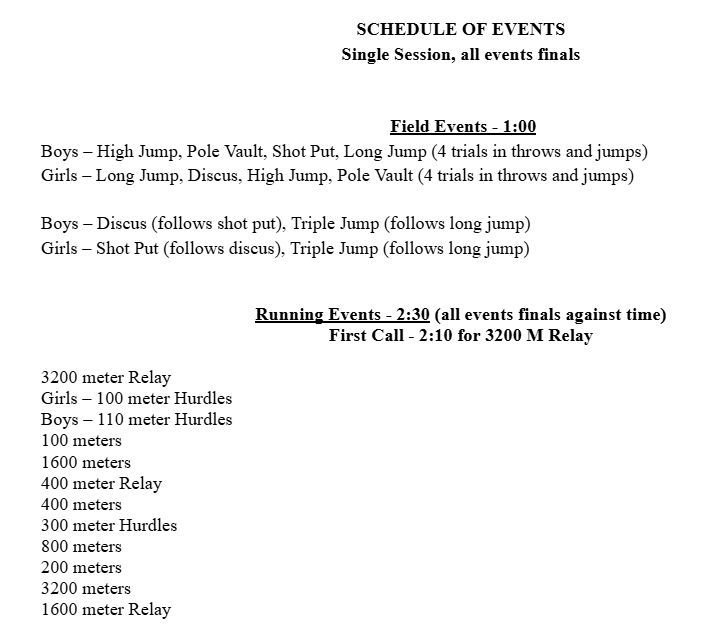 Schedule of Events