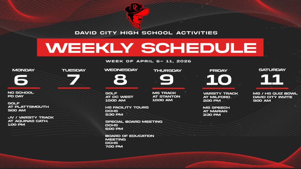 Activities for the week of April 6th