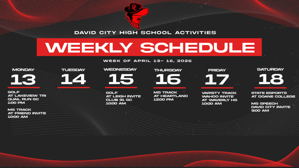 Activities for the week of April 13th