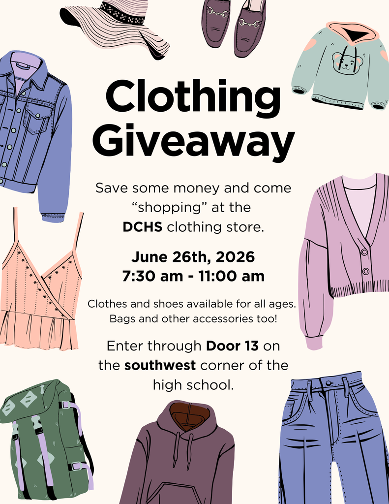 We have a room full of clothes to give away! We have every size and style in our clothing store. Come shop with us!