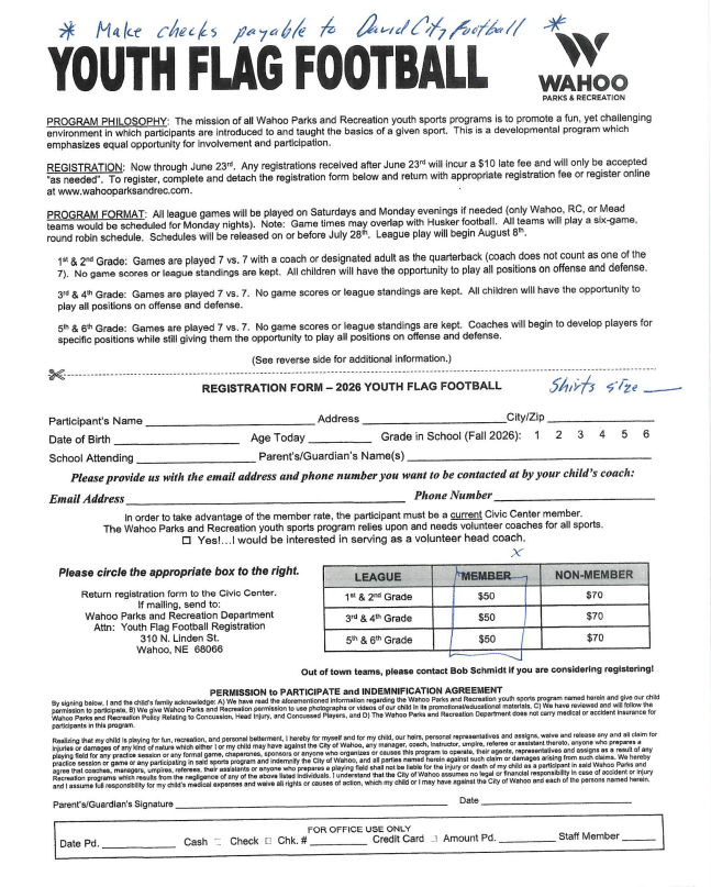 Flag Football League Registration 