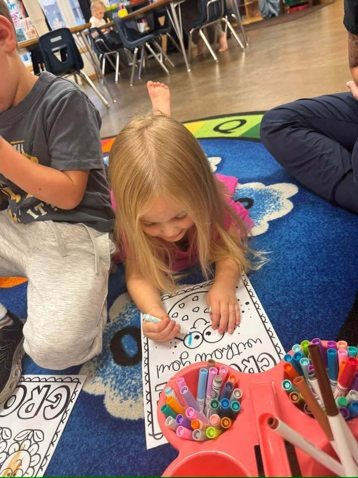 coloring a thank you card