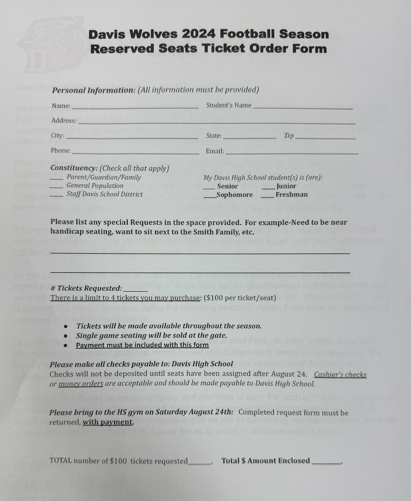 Reserved Seating Form