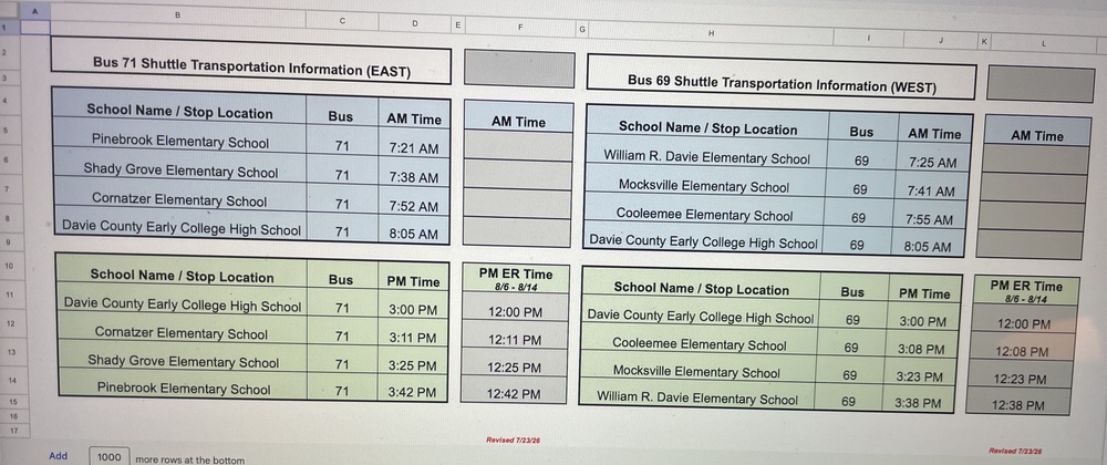 Shuttle Schedule 