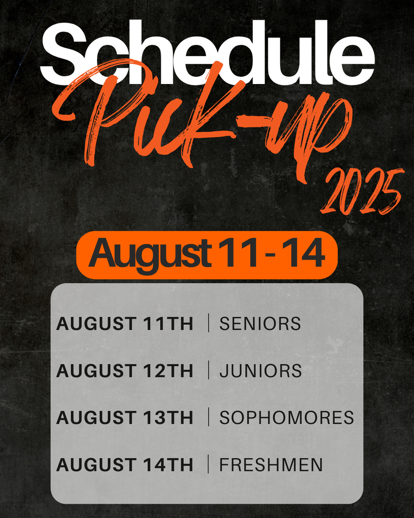  Schedule Pick-Up Week is August 11–14 from 9:00 AM to 2:00 PM (floating). Students and families can pay fees, complete back-to-school forms, pick up parking passes, get schedules, and more.  Grade-level schedule:  August 11 – Seniors August 12 – Juniors August 13 – Sophomores August 14 – Freshmen