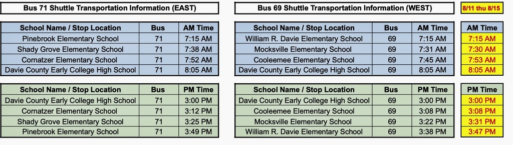Updated Shuttle Information