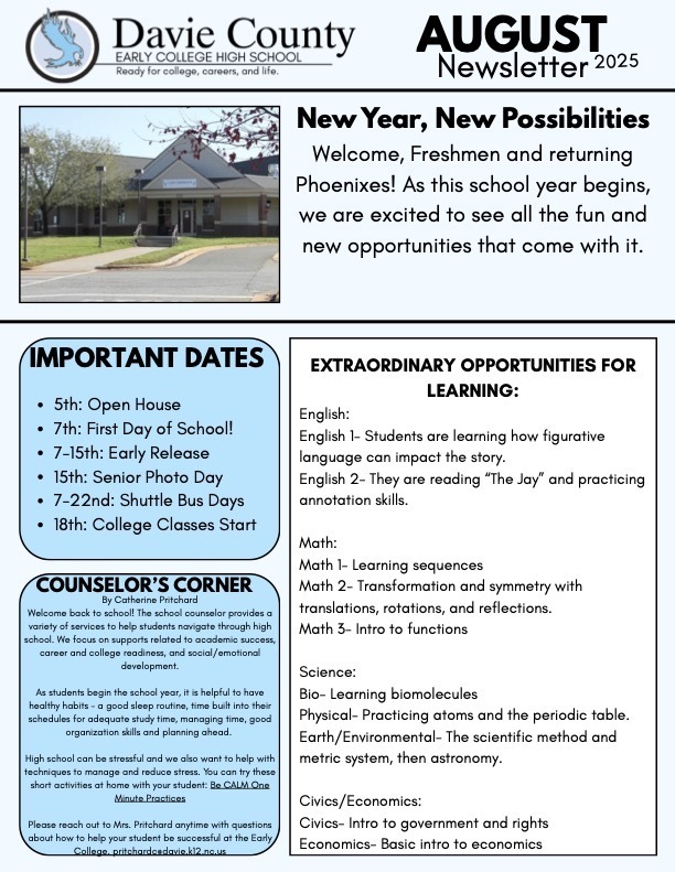 DCECHS August Newsletter 