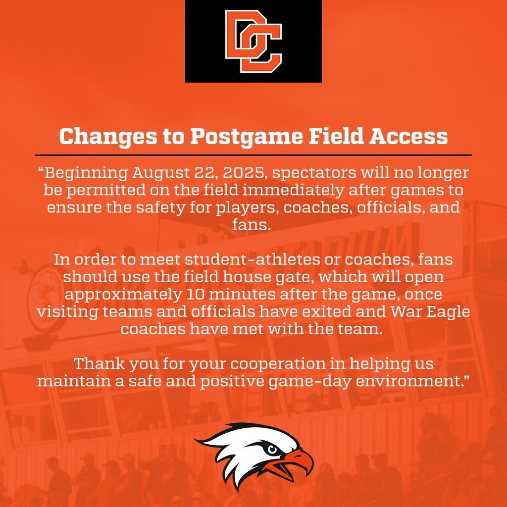 Changes to post game field day. 