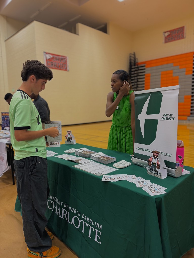 Students showing flyers from various colleges