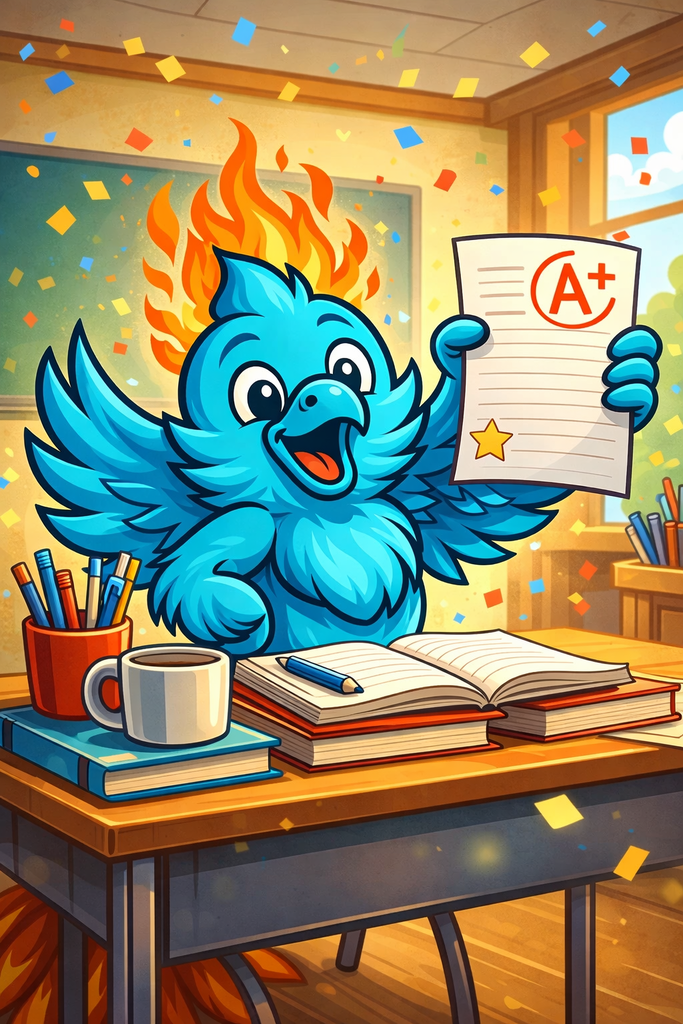 Phoenix celebrating good grade