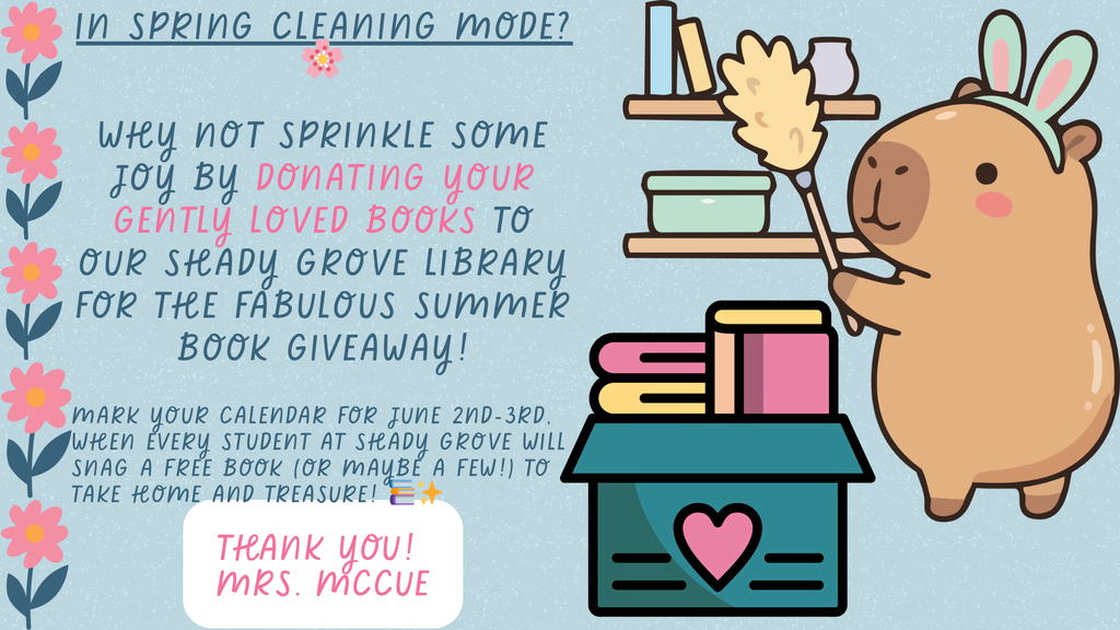 Donate gently used books to SG library