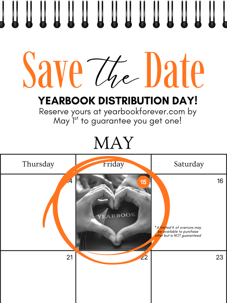 YEARBOOK DISTRIBUTION DAY IS MAY 15th!  Online sales will end on May 1st, reserve yours now at yearbookforever.com to guarantee you get one. A limited # of overruns may be available to purchase after but is NOT guaranteed. A list of students who have purchased a yearbook already is posted in the connector hallway and in the hallway outside of student services. Additionally you can email dchsyearbook@davie.k12.nc.us and the staff will be happy to check for you!