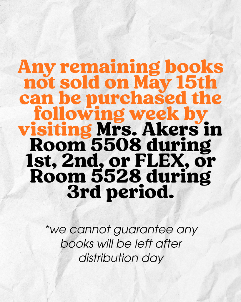 Pictures describing how to get yearbook on Friday, May 15th, distribution day