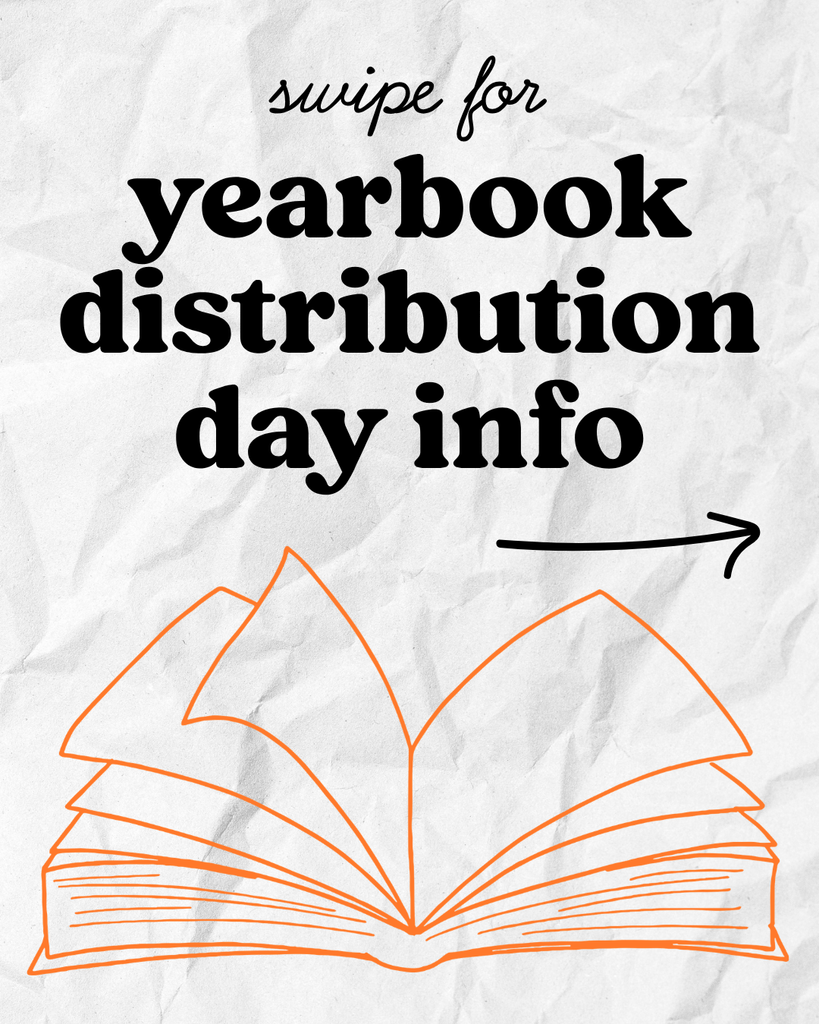 Pictures describing how to get yearbook on Friday, May 15th, distribution day