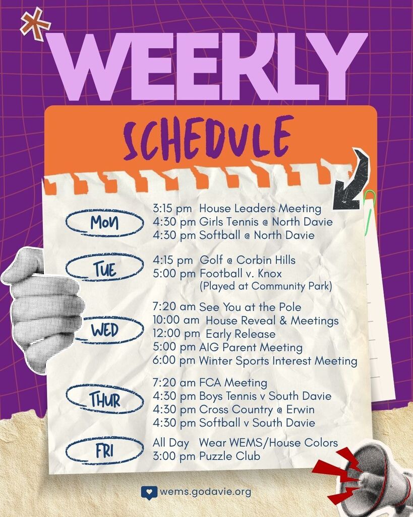 Sept 21 Weekly Schedule