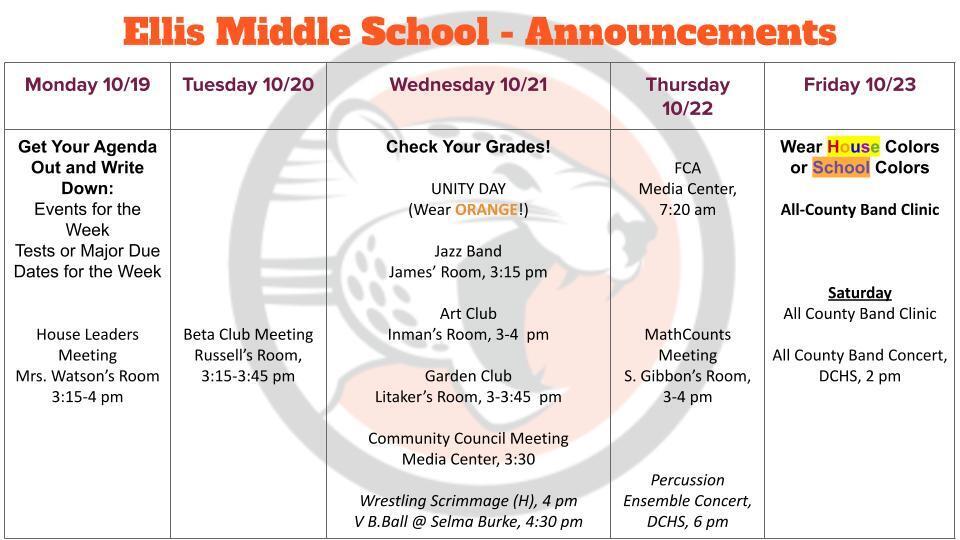 WEMS Weekly Events