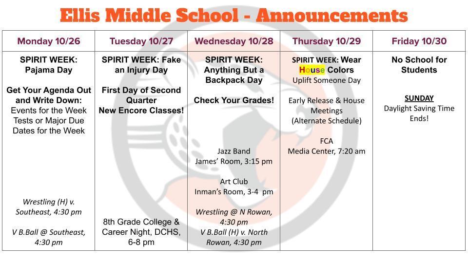 WEMS Weekly Schedule