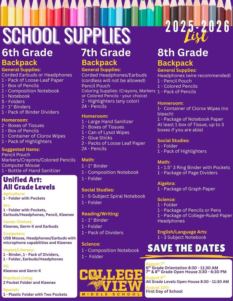 school supply list 