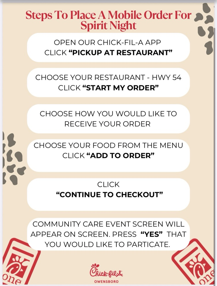 directions for Chick-fil-A night 