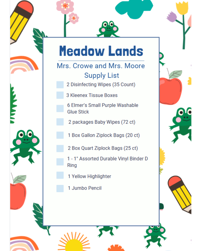 Crowe/Moore Supply List