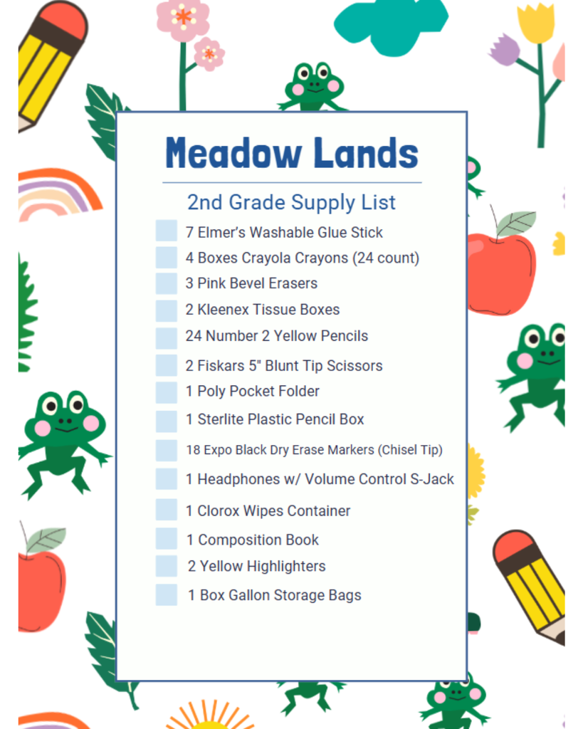 2nd Grade Supply List