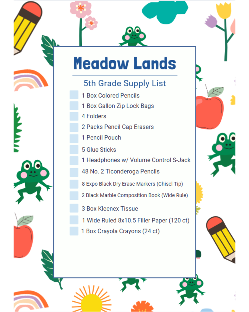 5th Grade Supply List
