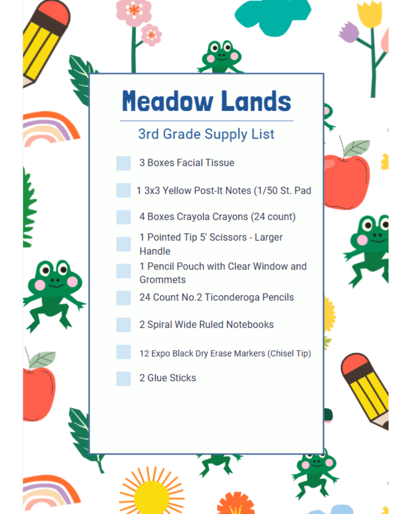 3rd Grade Supply List