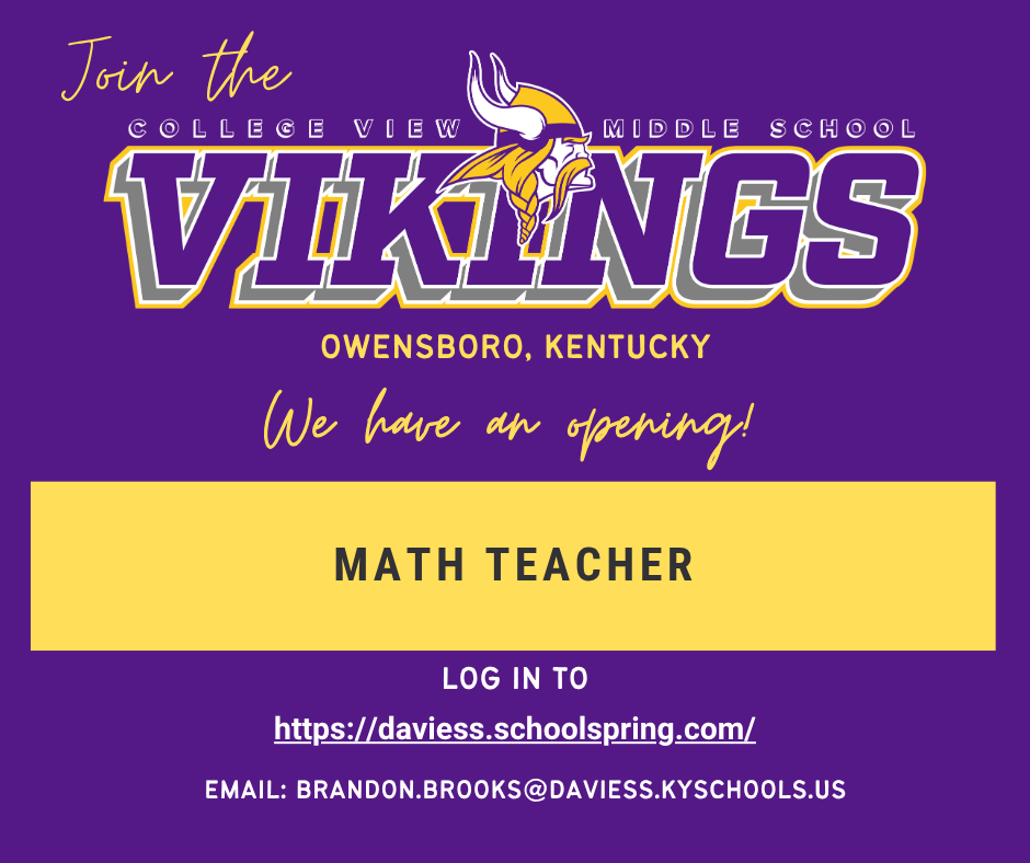 Math teacher opening