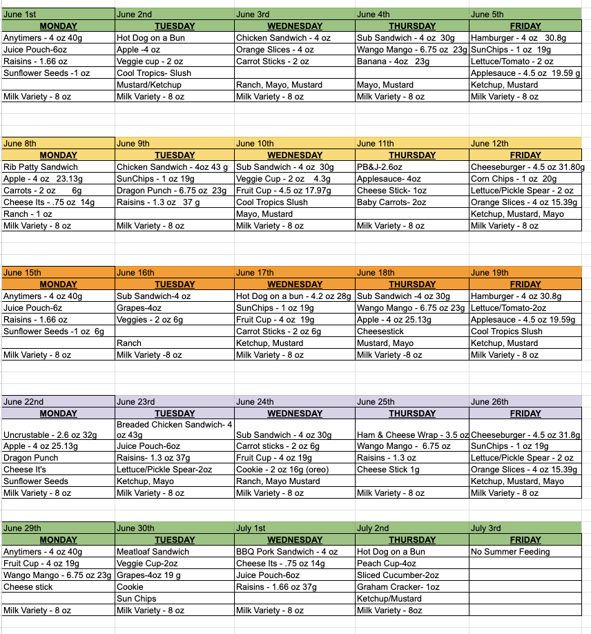 june menu