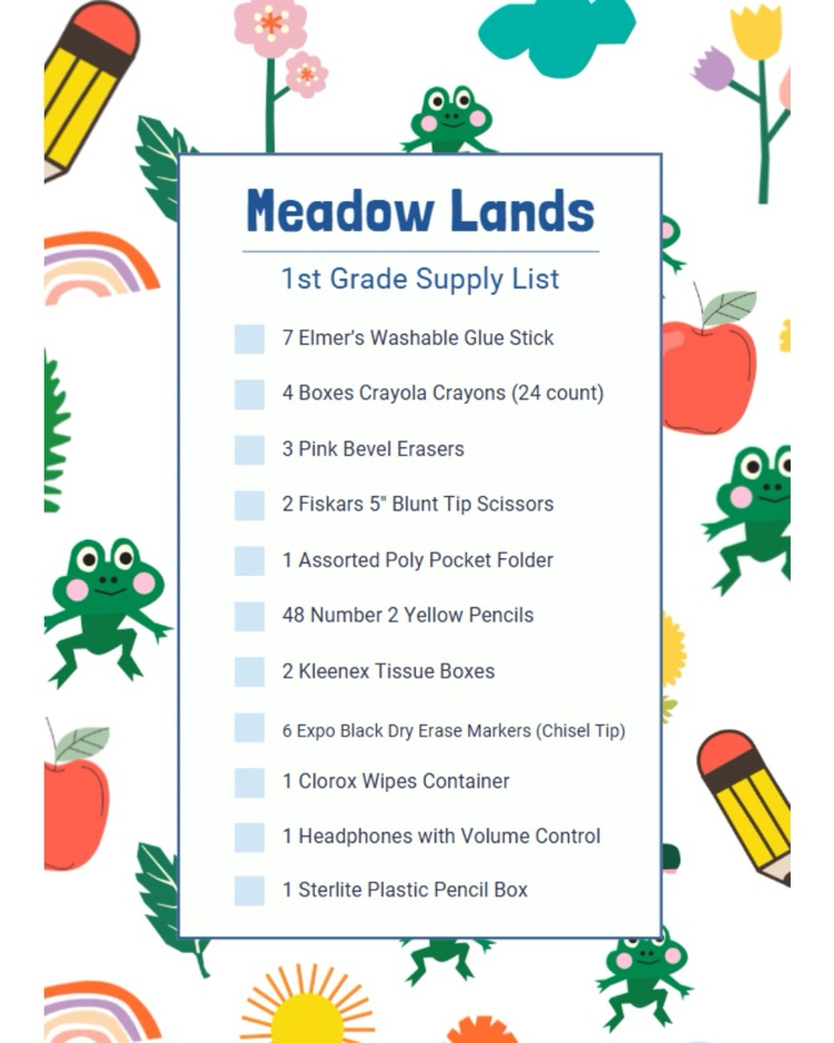 first grade supply list 