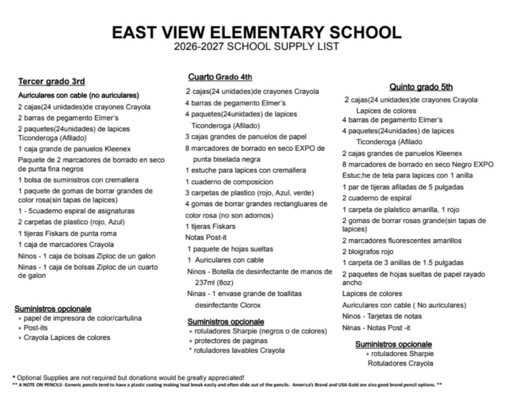 School Supply List (spanish)