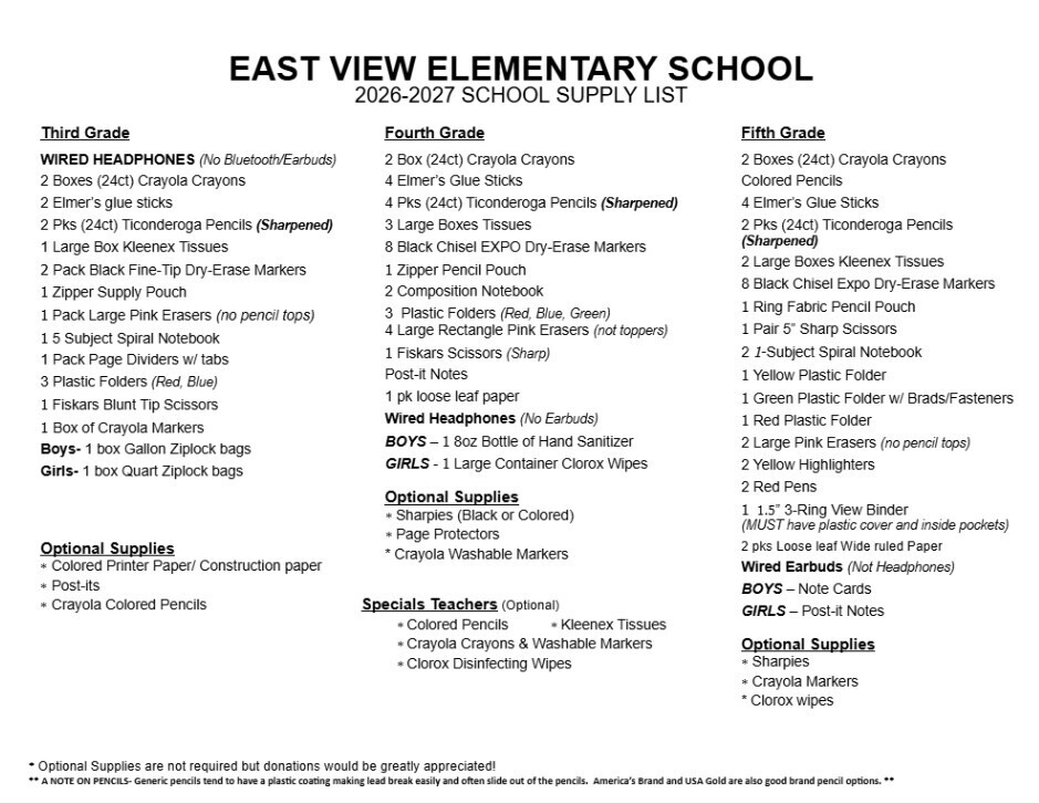 School Supply List