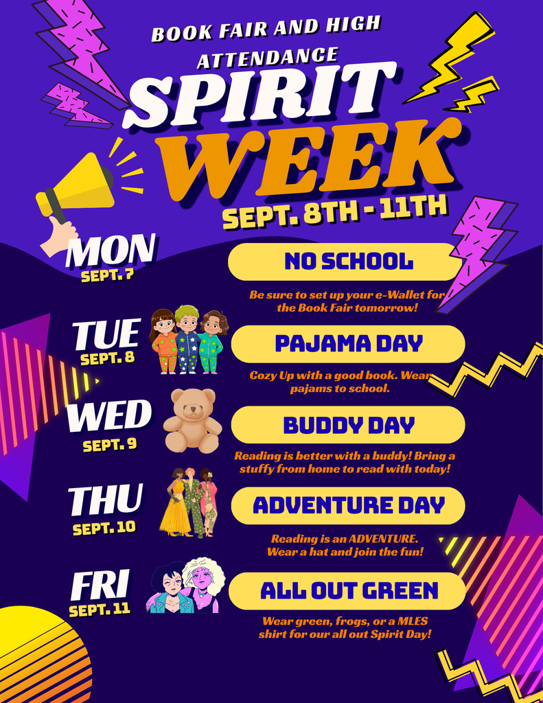 Book Fair and High Attendance Week Spirit Days Flyer