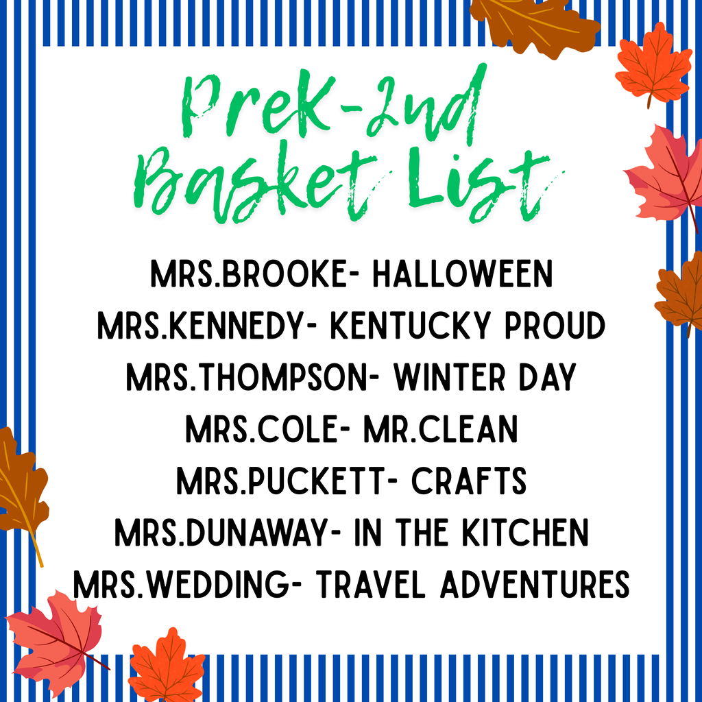 PreK-2nd basket list