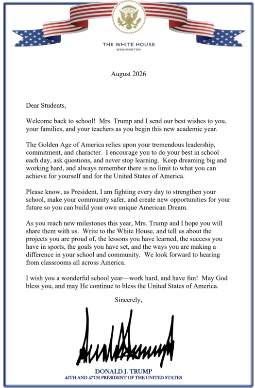 welcome back letter