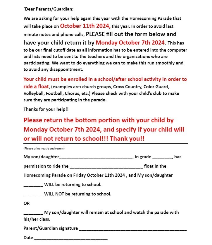 Homecoming Parade 2024!!