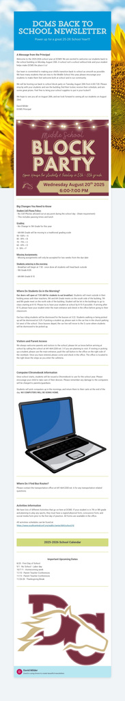 Back to School Newsletter