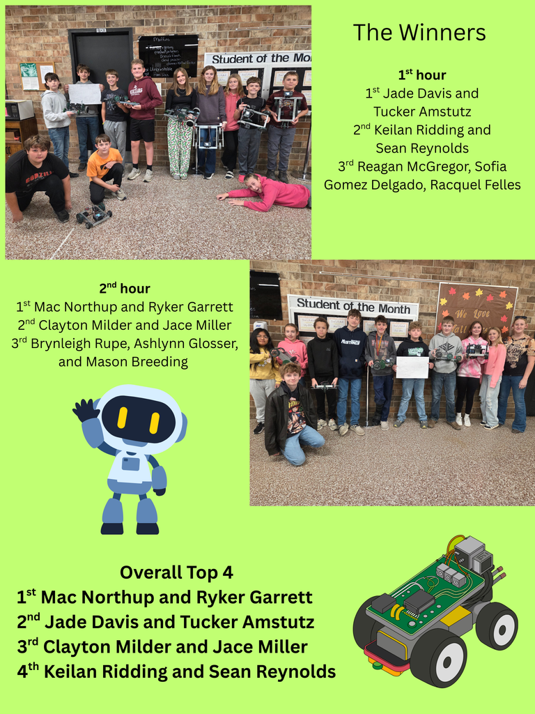 DCMS Robotics students with their drag race vehicles