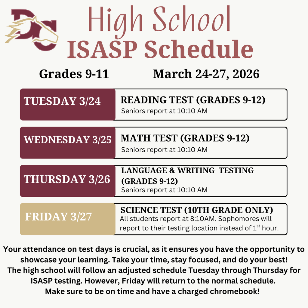 High School ISASP Schedule