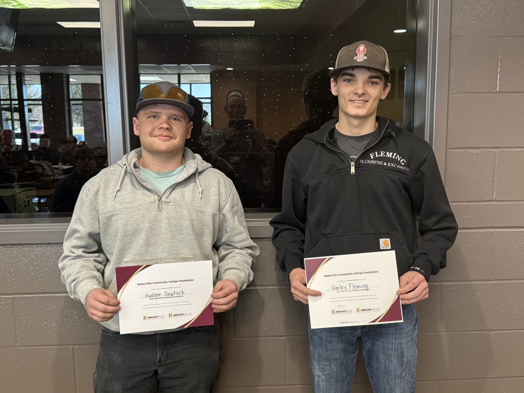 Harley Fleming placed first place in the welding competition. Pictured here with certificate.
