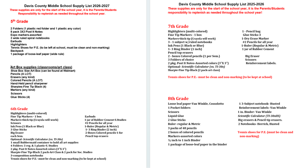 Supply List
