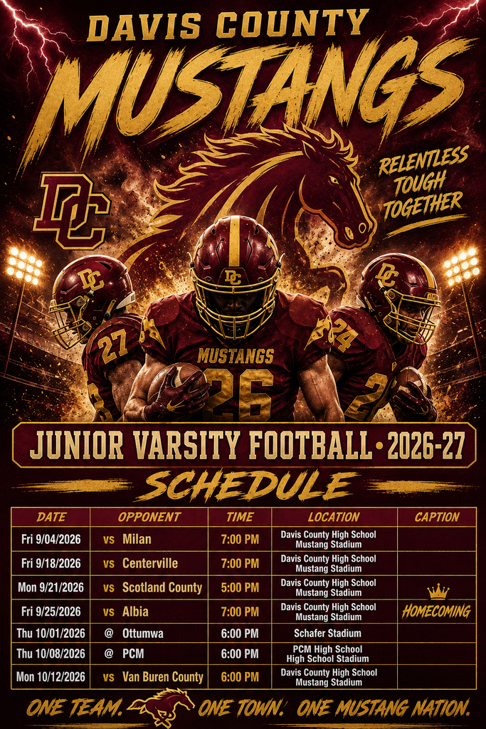 2026 DCHS Fall JV Football Schedule