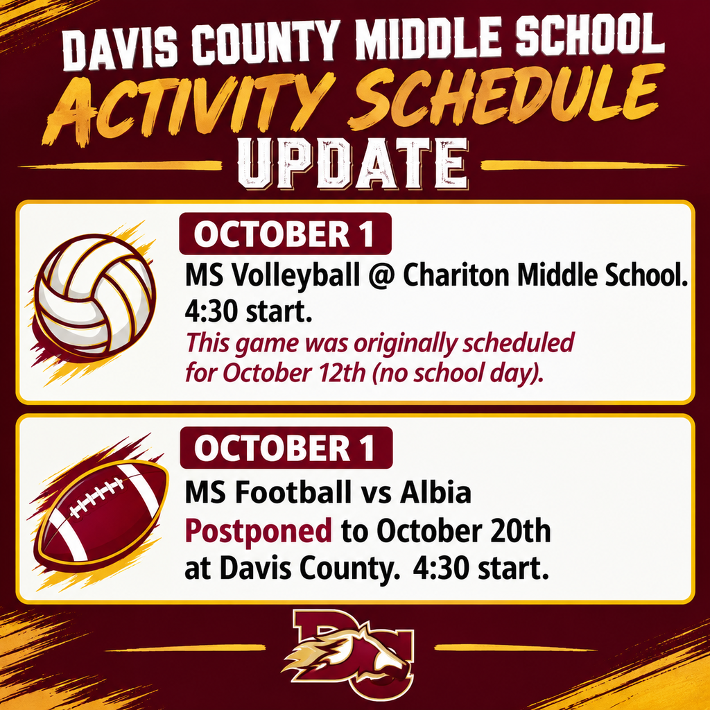 DCMS Activity Schedule Changes