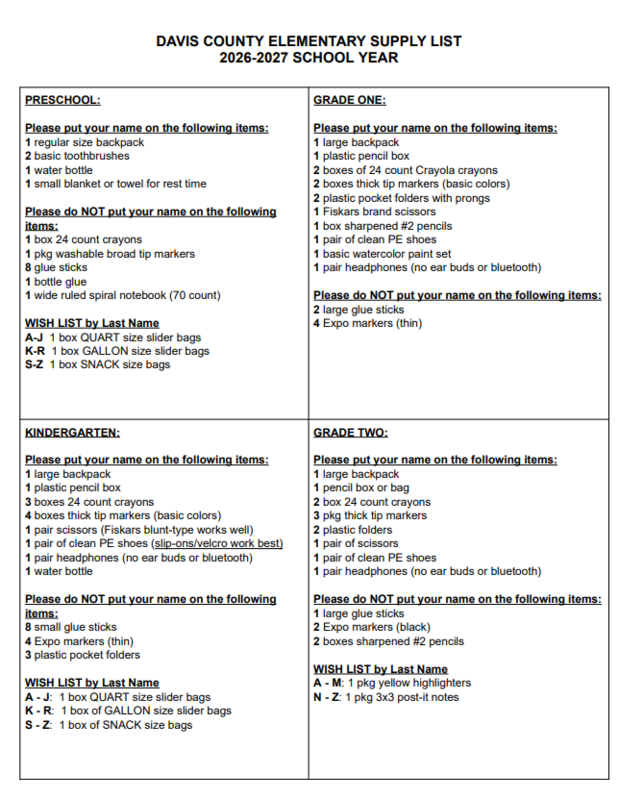 supply list